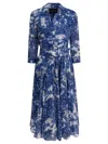 Samantha Sung Blue Toile Print Dress In Blue