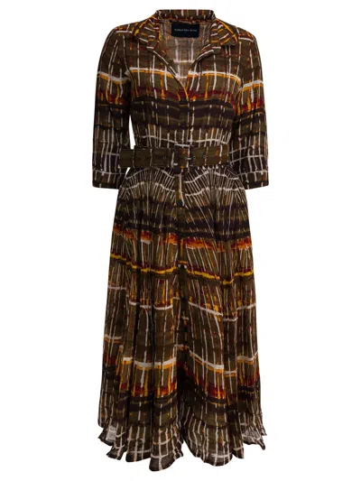Samantha Sung Brown Plaid Wool Dress In Yellow