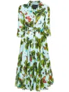 Samantha Sung Aster Clover-print Dress In Blue