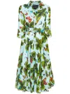 Samantha Sung Aster Clover-print Dress In Clear Blue