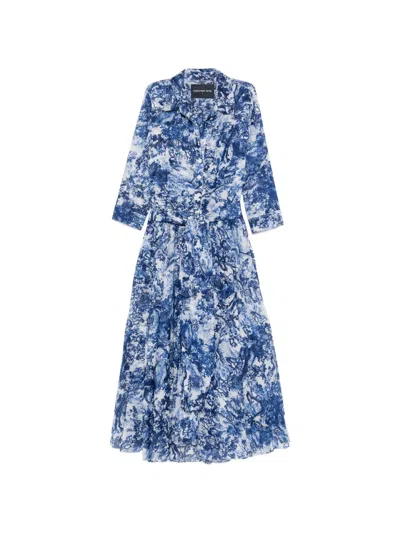 Samantha Sung Buttoned Floral Midi Dress In Blue