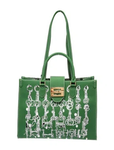 Pre-owned Samantha Sung Canvas Shoulder Bag In Green