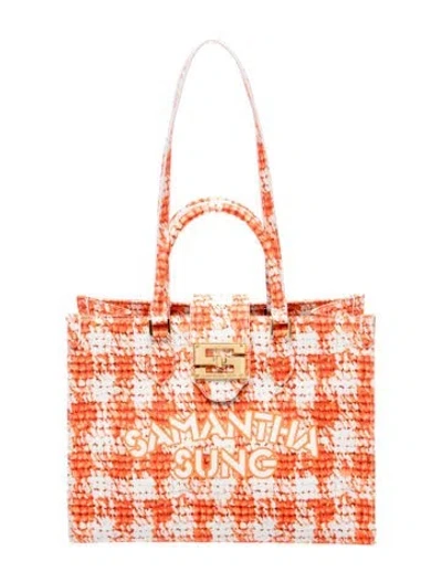 Pre-owned Samantha Sung Canvas Shoulder Bag In Orange