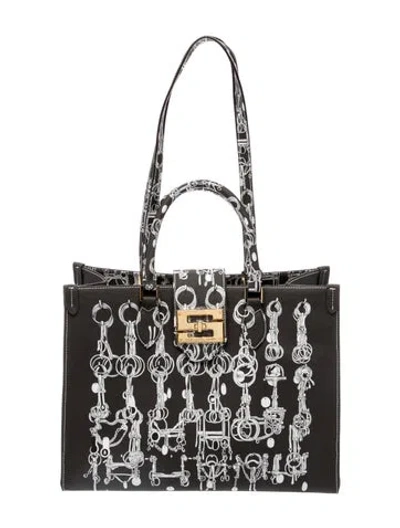 Pre-owned Samantha Sung Canvas Top Handle Bag In Black