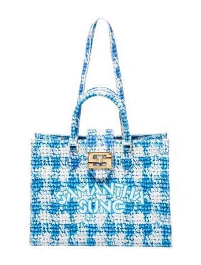 Pre-owned Samantha Sung Canvas Top Handle Bag In Blue