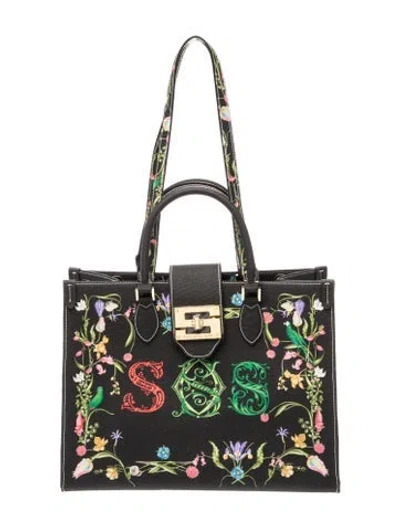 Pre-owned Samantha Sung Canvas Top Handle Bag W/ Tags In Black