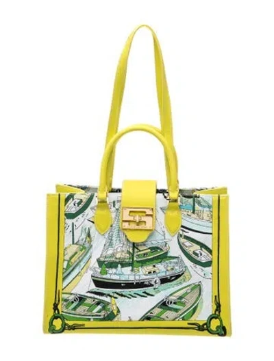 Pre-owned Samantha Sung Canvas Top Handle Bag In Yellow