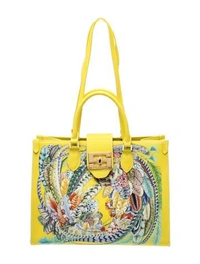 Pre-owned Samantha Sung Canvas Top Handle Bag In Yellow