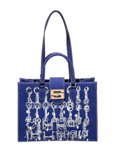 Pre-owned Samantha Sung Canvas Tote In Blue