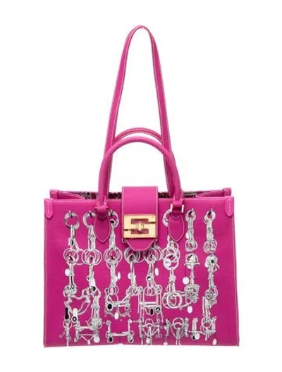 Pre-owned Samantha Sung Canvas Tote In Purple