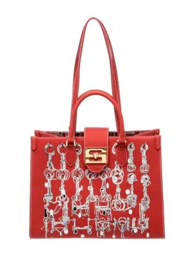 Pre-owned Samantha Sung Canvas Tote In Red