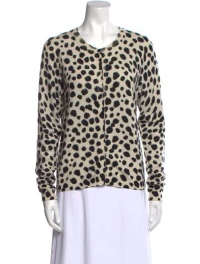 Pre-owned Samantha Sung Cashmere Animal Print Sweater