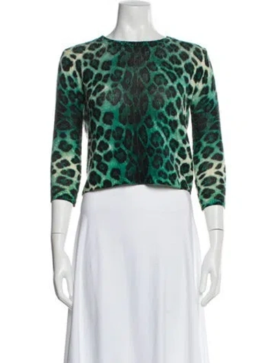 Pre-owned Samantha Sung Cashmere Animal Print Sweater In Multi