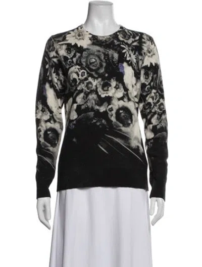 Pre-owned Samantha Sung Cashmere Floral Print Sweater In Blue