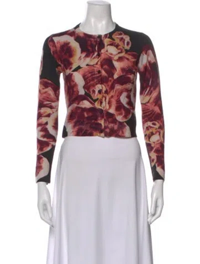 Pre-owned Samantha Sung Cashmere Floral Print Sweater In Neutral