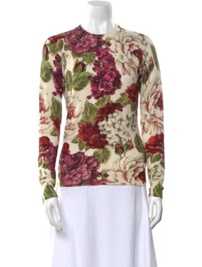 Pre-owned Samantha Sung Cashmere Floral Print Sweater W/ Tags