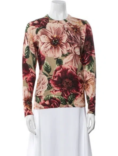 Pre-owned Samantha Sung Cashmere Floral Print Sweater W/ Tags In Multi