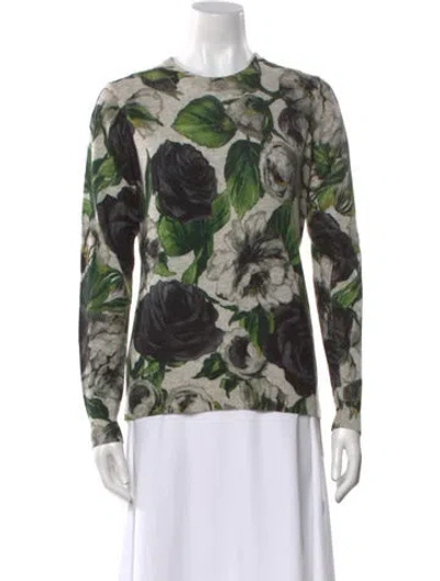Pre-owned Samantha Sung Cashmere Floral Print Sweater W/ Tags In Multi