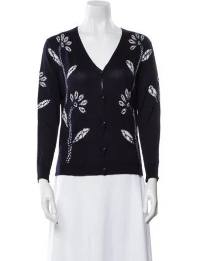 Pre-owned Samantha Sung Cashmere Floral Print Sweater W/ Tags In Multi