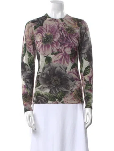 Pre-owned Samantha Sung Cashmere Floral Print Sweater W/ Tags In Multi