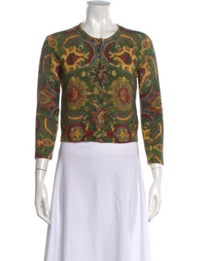 Pre-owned Samantha Sung Cashmere Paisley Print Sweater In Neutral