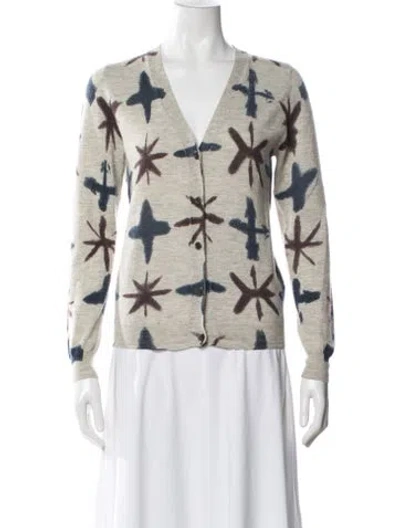 Pre-owned Samantha Sung Cashmere Patterned Sweater In Blue
