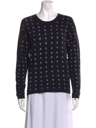 Pre-owned Samantha Sung Cashmere Polka Dot Print Sweater In Black