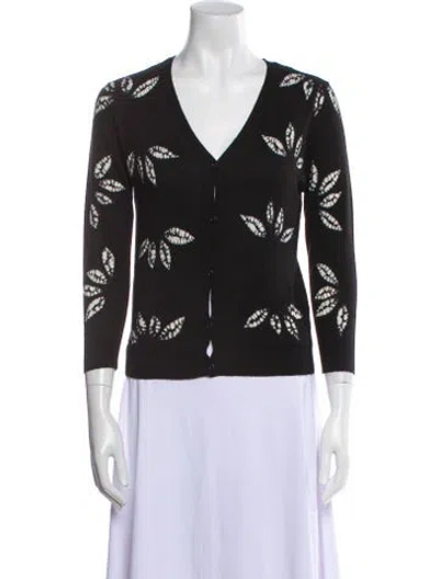 Pre-owned Samantha Sung Cashmere Printed Sweater In Black