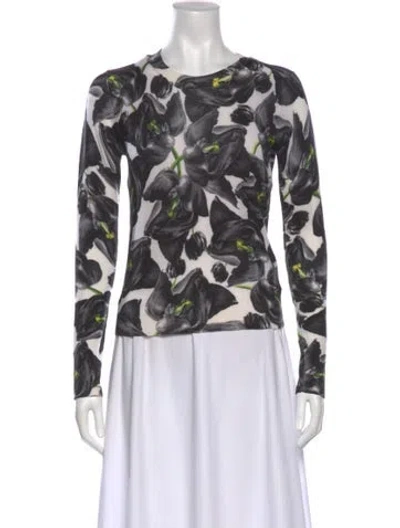 Pre-owned Samantha Sung Cashmere Printed Sweater In Black