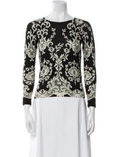 Pre-owned Samantha Sung Cashmere Printed Sweater In Black