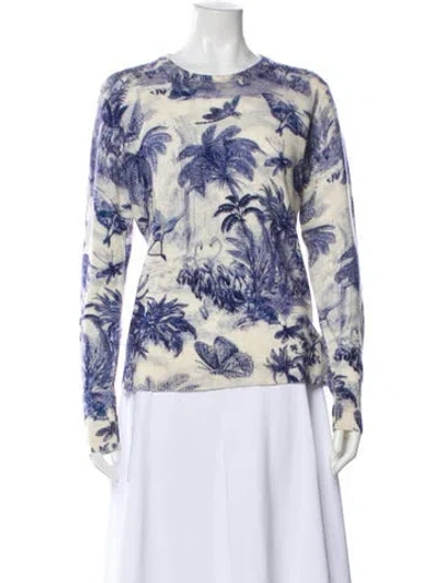 Pre-owned Samantha Sung Cashmere Printed Sweater In Blue