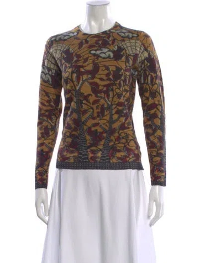 Pre-owned Samantha Sung Cashmere Printed Sweater In Orange