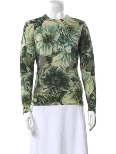 Pre-owned Samantha Sung Cashmere Printed Sweater W/ Tags In Green