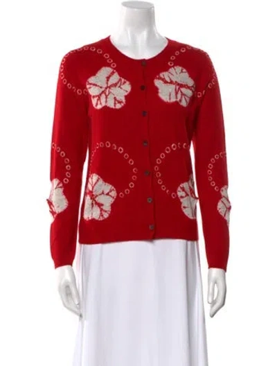 Pre-owned Samantha Sung Cashmere Printed Sweater W/ Tags In Red