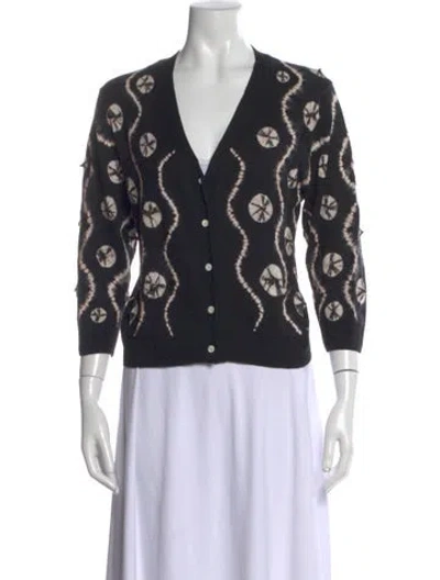 Pre-owned Samantha Sung Cashmere Tie-dye Print Sweater In Black