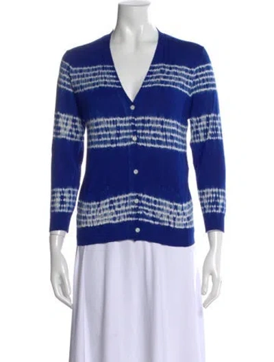 Pre-owned Samantha Sung Cashmere Tie-dye Print Sweater In Blue