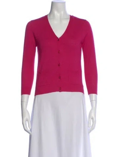 Pre-owned Samantha Sung Cashmere V-neck Sweater In Pink