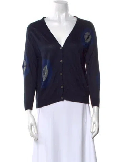 Pre-owned Samantha Sung Cashmere V-neck Sweater W/ Tags In Blue