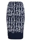 Samantha Sung Chain-link Print Pencil Skirt In Blue