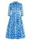 Samantha Sung Check-pattern Midi Dress In Blue