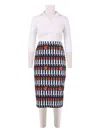 Samantha Sung Chloe Lipstick-print Pencil Skirt