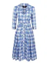 Samantha Sung Ratan Houndstooth-print Audrey Midi Dress In Blue