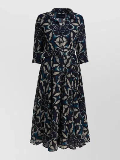 Samantha Sung Blue Printed Wool Dress