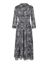 Samantha Sung Audrey Belted Abstract-print Midi Dress In Blue