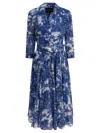 Samantha Sung Blue Toile Print Dress In Blue