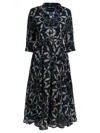 Samantha Sung Blue Printed Wool Dress In Blue