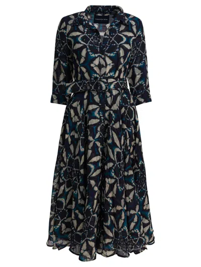 Samantha Sung Printed Midi Dress In Blue