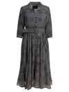 Samantha Sung Grey Checkered Wool Dress In Gray