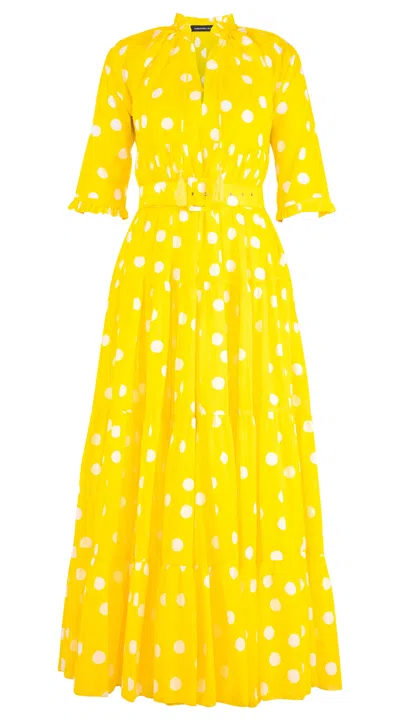Samantha Sung Eden Fellini Dots Maxi Dress In Yellow
