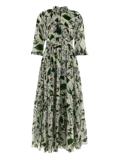 Samantha Sung Floral-print Belted Dress In White